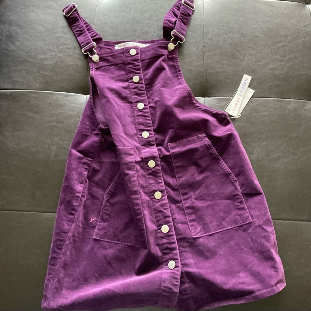 Tinseltown Deep Purple Overall Dress